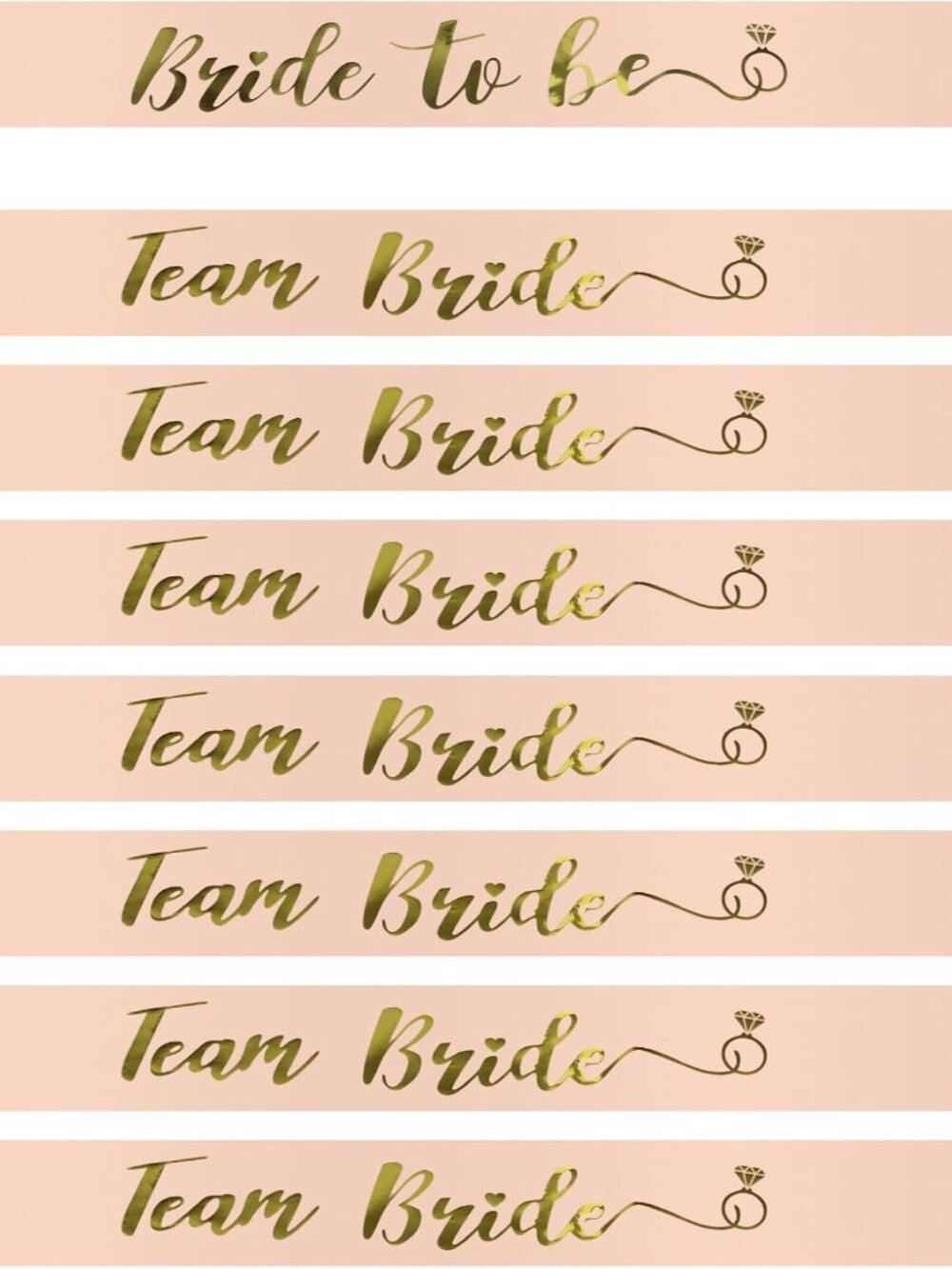 8 Pack Team Bride Sash Set, Bachelorette Party Sashes, Team Bride Sash for Brida
